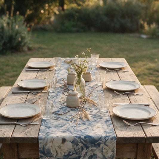 Botanical Printed Linen Table Runner