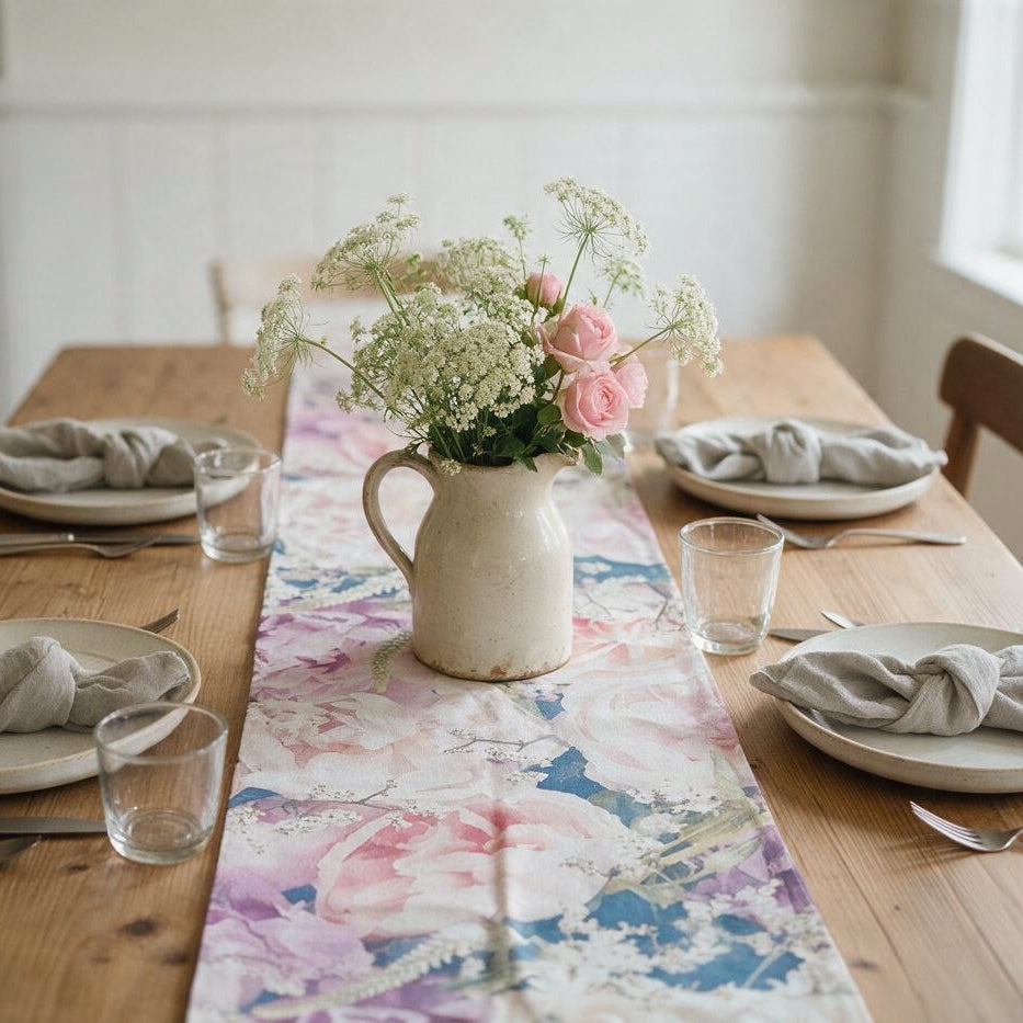 Botanical Printed Linen Table Runner